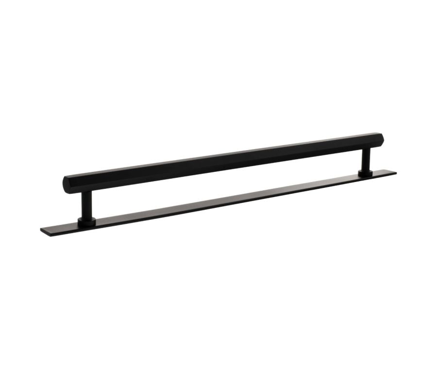 Pennington Hexagonal Cabinet Pull Handle on Plate 320mm - Matt Black