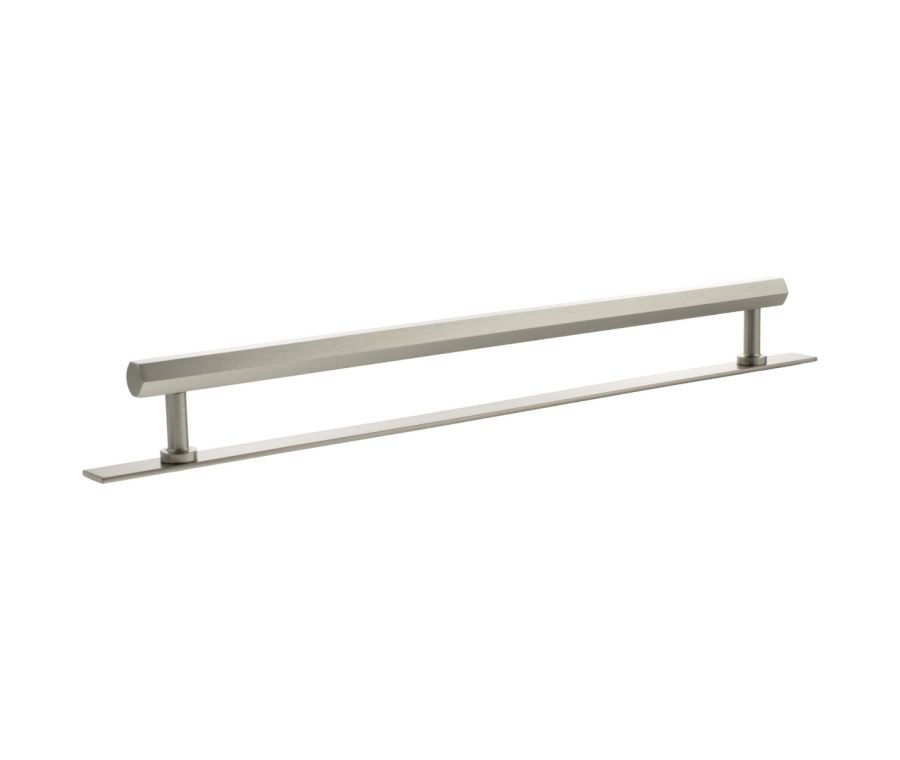 Pennington Hexagonal Cabinet Pull Handle on Plate 320mm - Satin Nickel