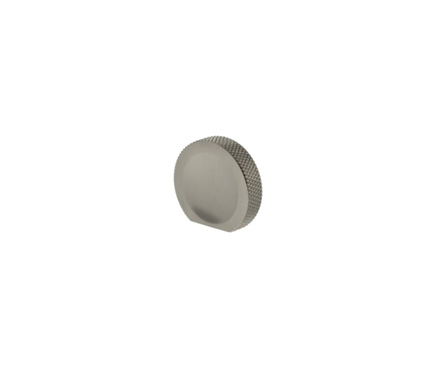 Satin Nickel Eiffel Knurled Flat Round Disc Knob  | MHCK1338SN
