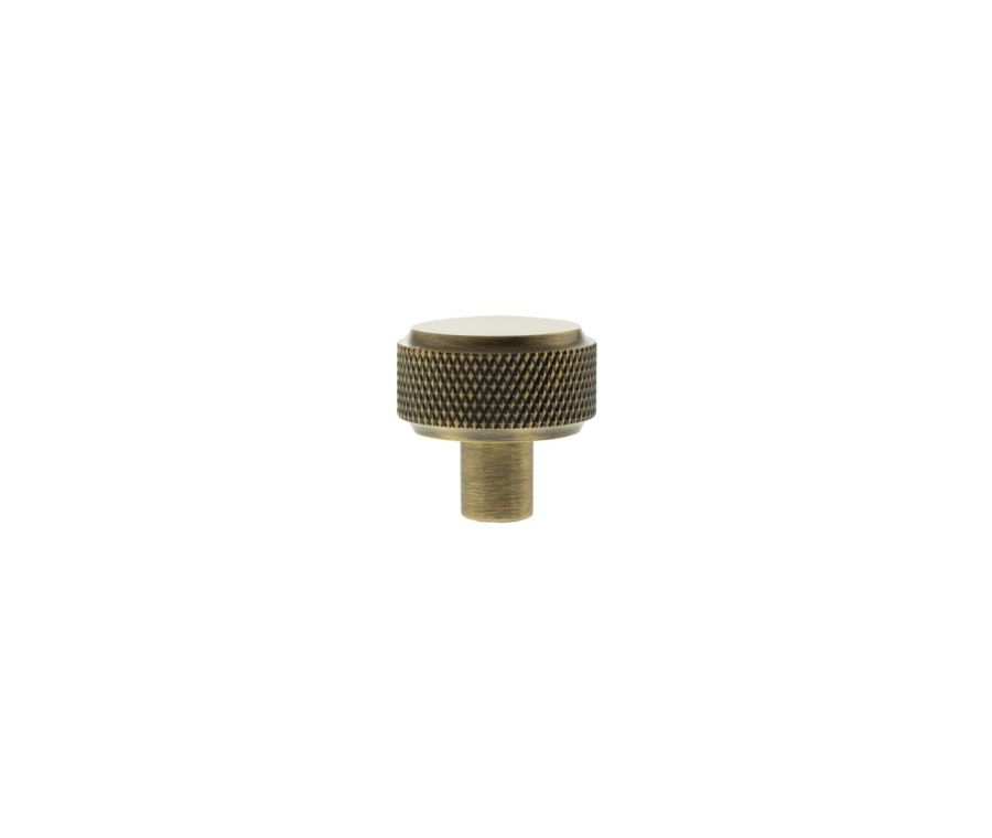 Antique Brass Eiffel Knurled Round Cabinet Knob | MHCK1532AB