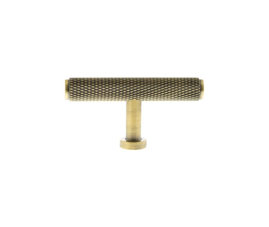 Antique Brass Eiffel Knurled T Bar Cabinet Knob  | MHCK1675AB