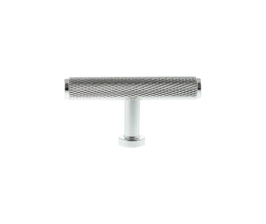 Polished Chrome Eiffel Knurled T Bar Cabinet Knob  | MHCK1675PC