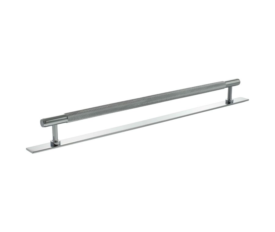 Eiffel Knurled Cabinet Pull Handle on Plate 320mm - Polished Chrome