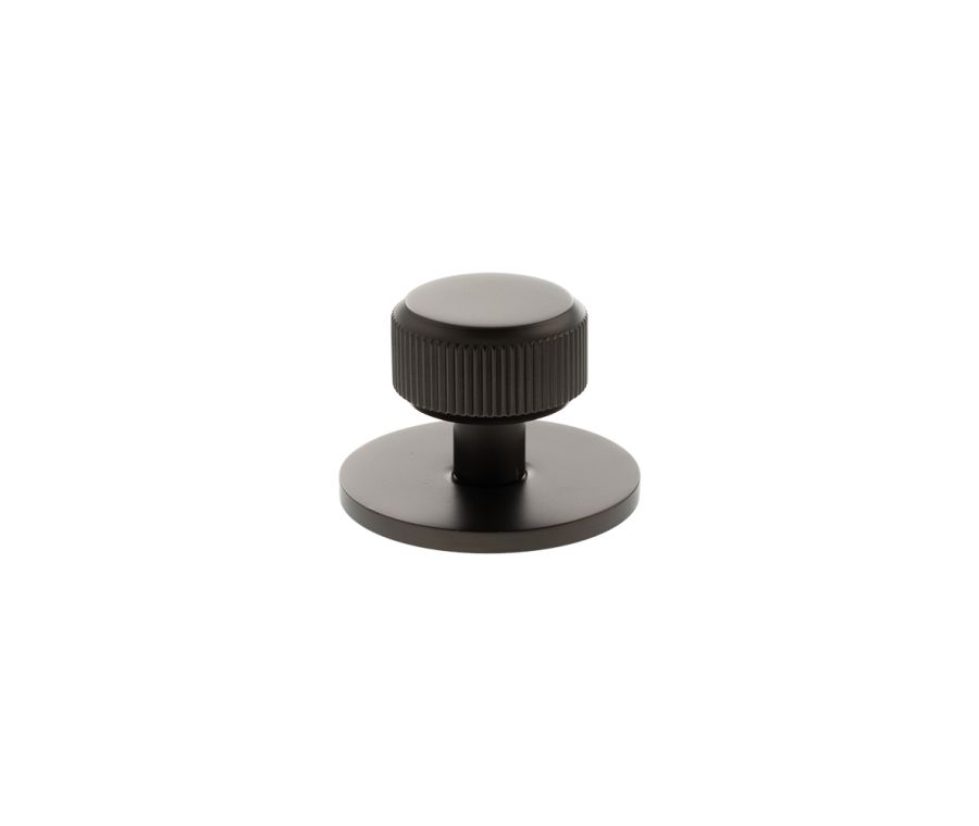 Battersea Linear Round Cabinet Knob Handle on Plate - Urban Dark Bronze