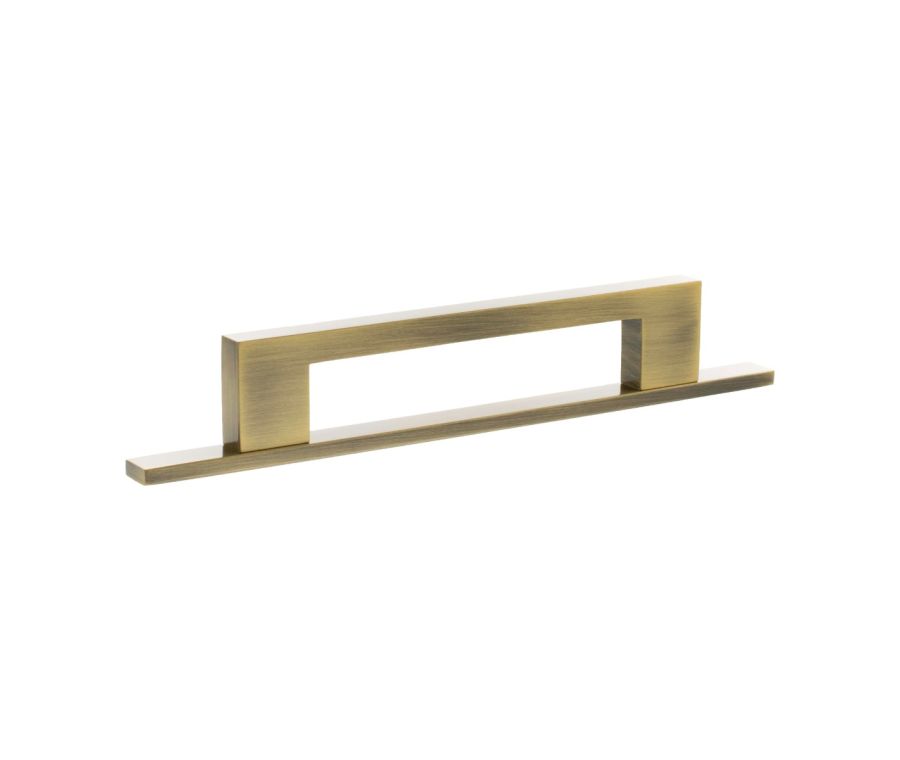 Empire Slim Cabinet Pull Handle on Plate 128mm - Antique Brass