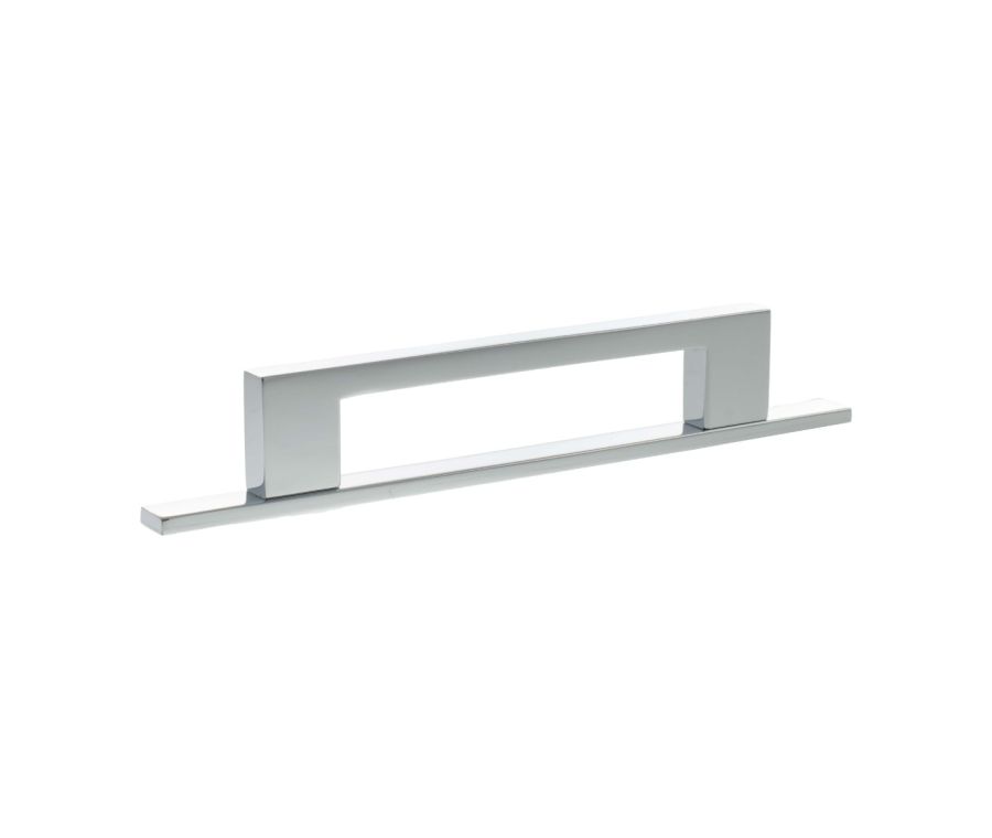 Empire Slim Cabinet Pull Handle on Plate 128mm - Polished Chrome