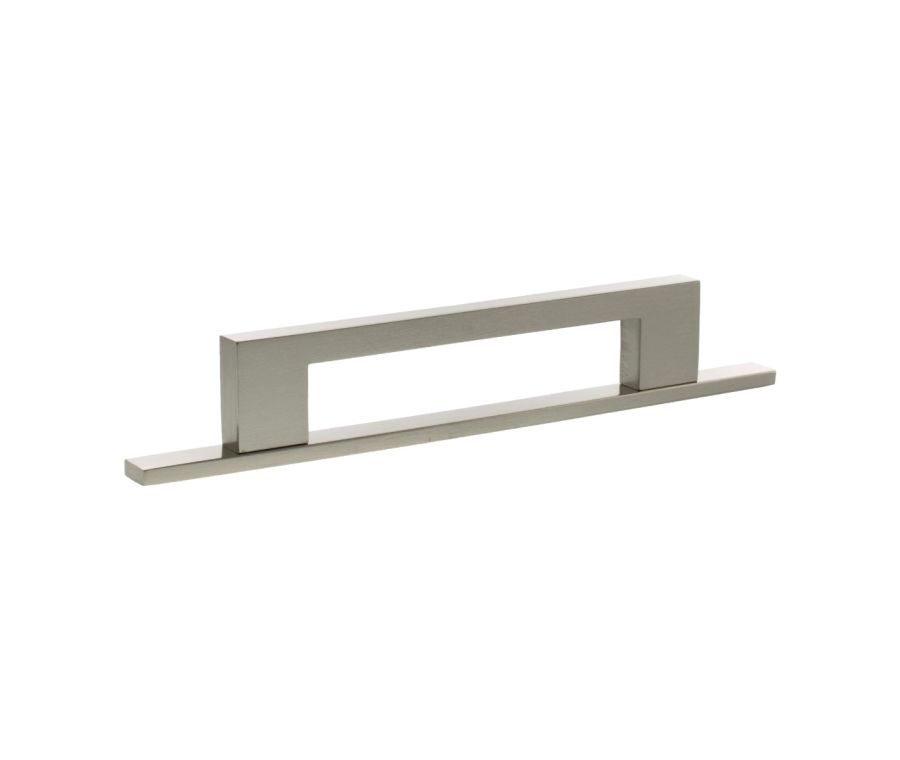 Empire Slim Cabinet Pull Handle on Plate 128mm - Satin Nickel