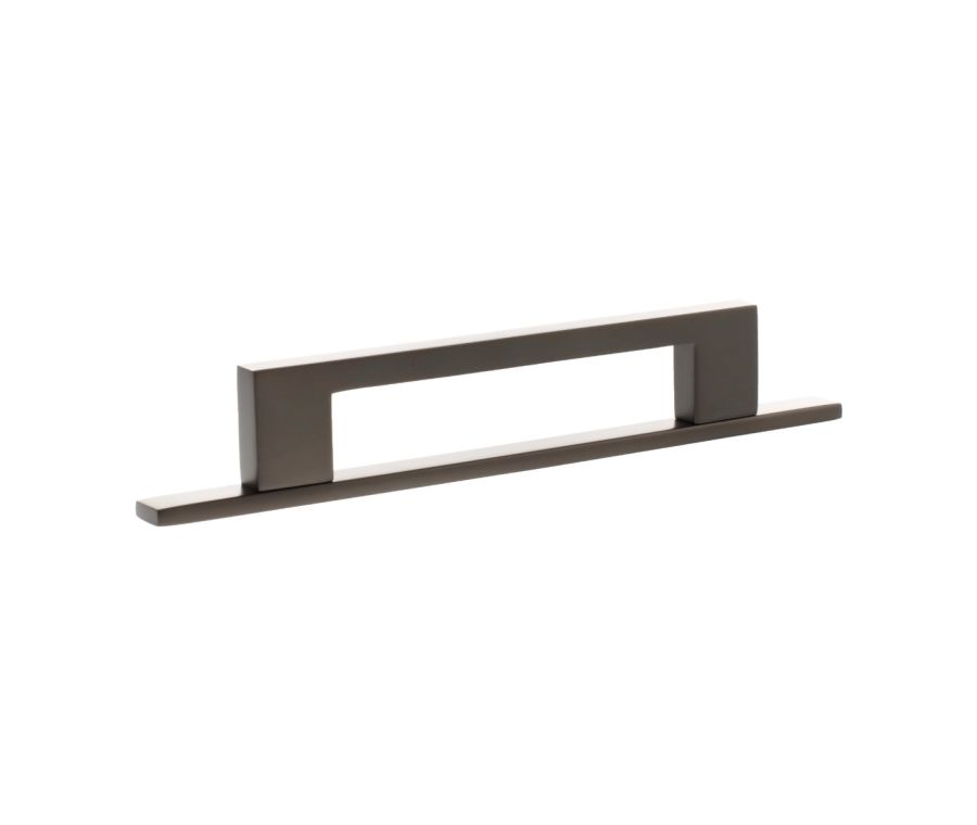 Empire Slim Cabinet Pull Handle on Plate 128mm - Urban Dark Bronze