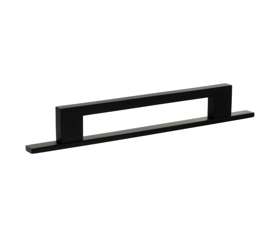 Empire Slim Cabinet Pull Handle on Plate 160mm - Matt Black