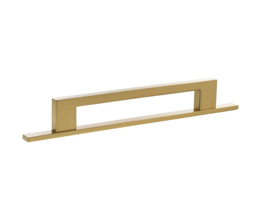 Empire Slim Cabinet Pull Handle on Plate 160mm - Satin Brass