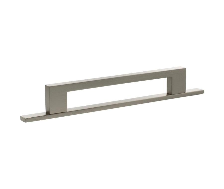 Empire Slim Cabinet Pull Handle on Plate 160mm - Satin Nickel