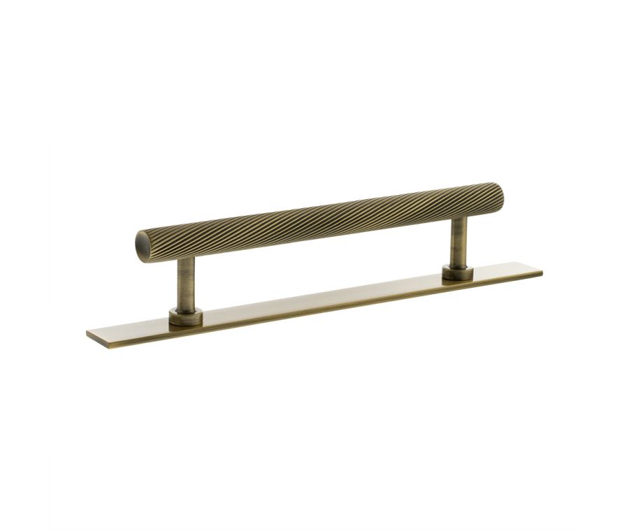 Paddington Spiral Cabinet Pull Handle on Plate 128mm - Antique Brass