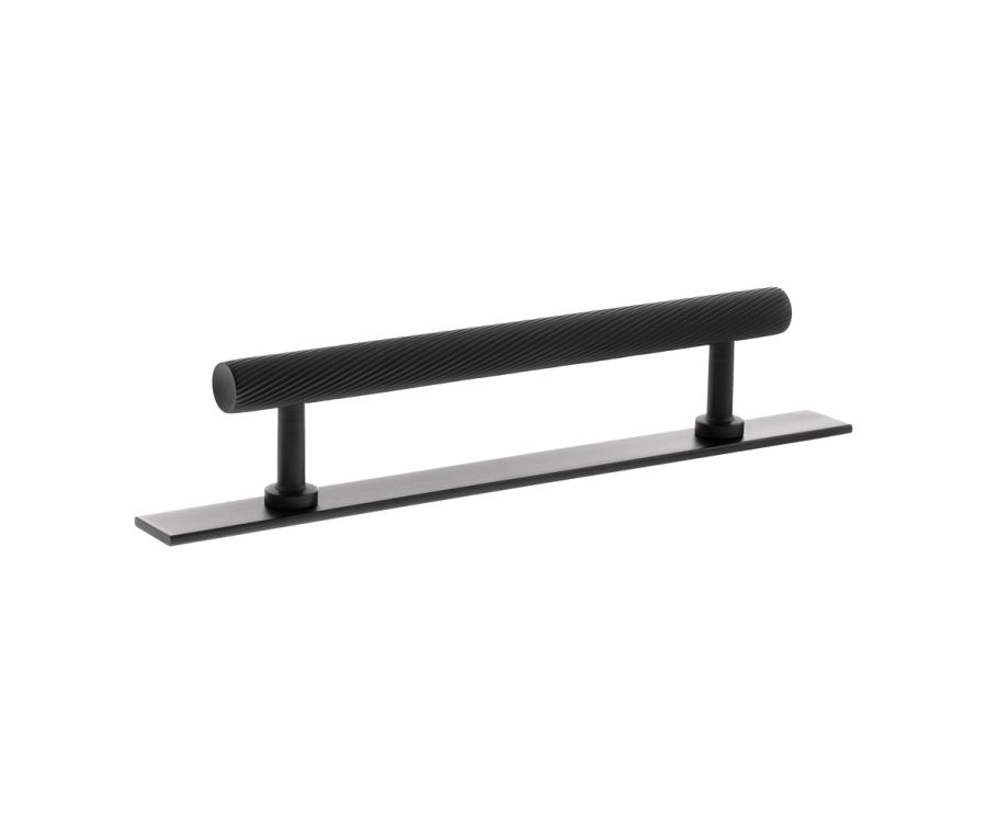 Paddington Spiral Cabinet Pull Handle on Plate 128mm - Matt Black