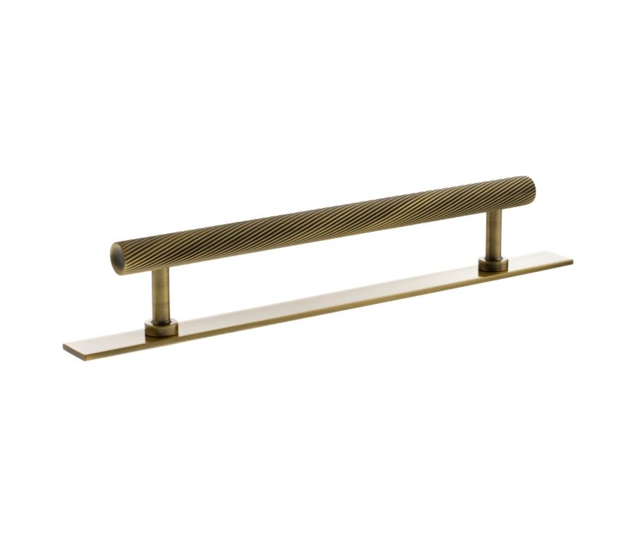 Paddington Spiral Cabinet Pull Handle on Plate 160mm - Antique Brass