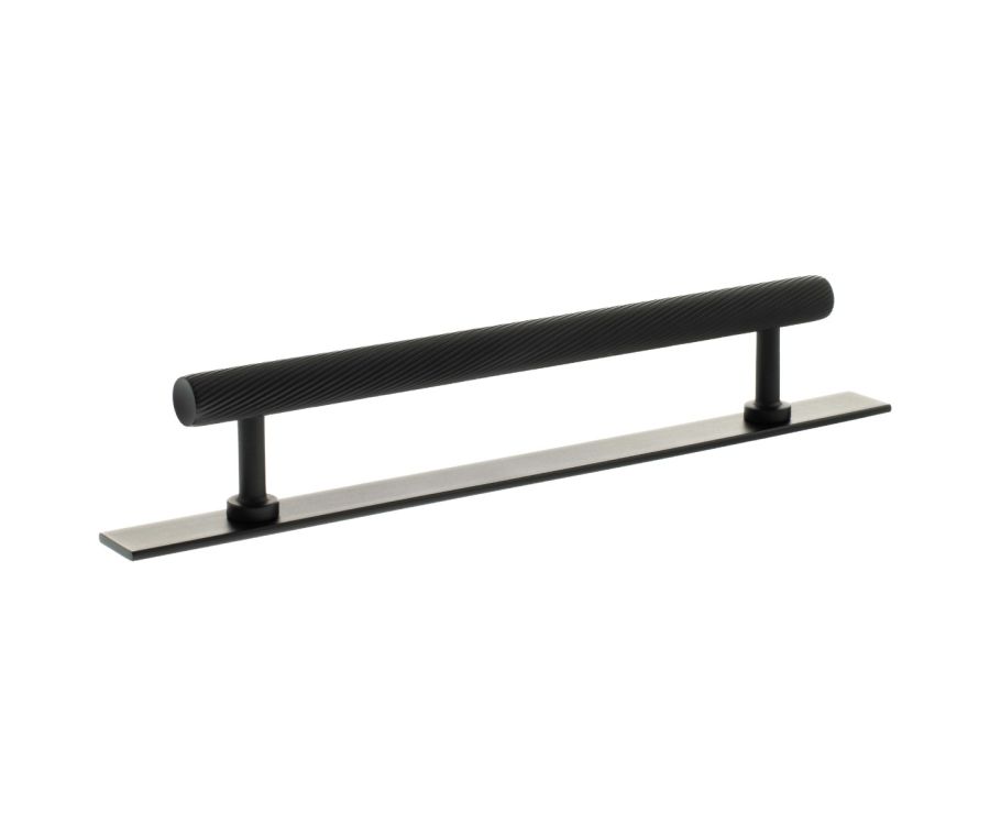 Paddington Spiral Cabinet Pull Handle on Plate 160mm - Matt Black
