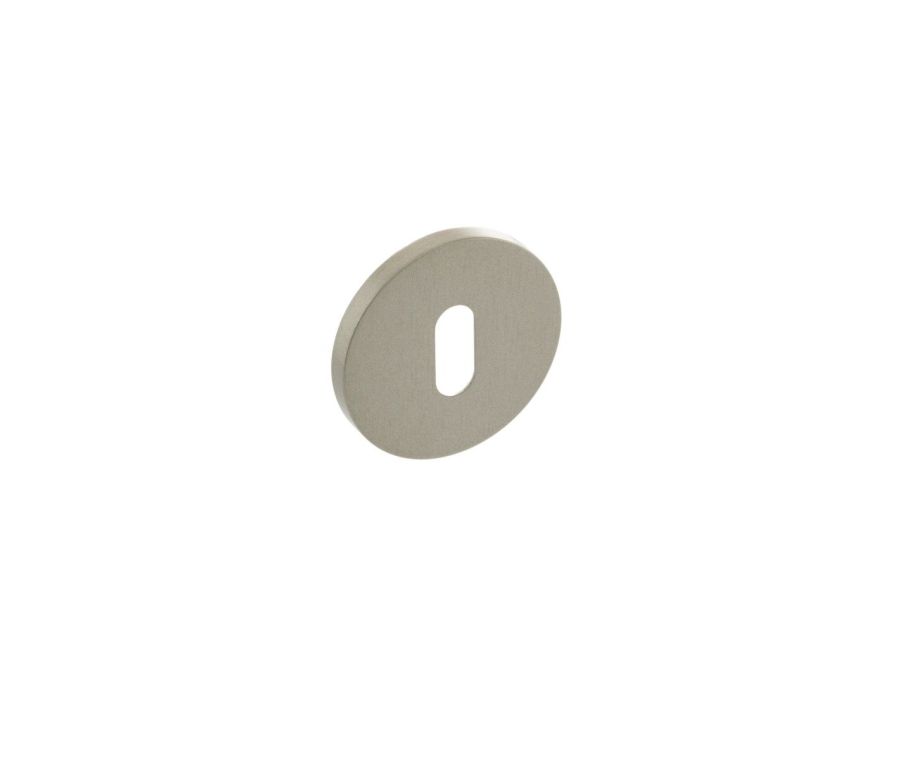 Millhouse Satin Nickel Key Escutcheon on 5mm slimline rose | MHSRKSN