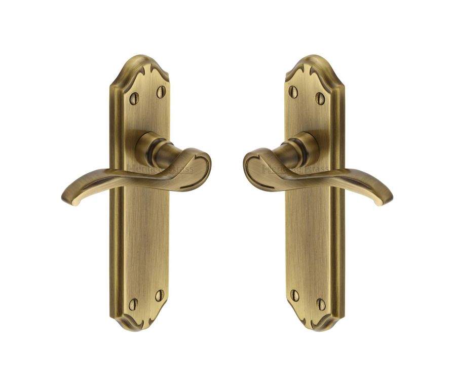 Heritage Brass Antique Brass Verona Small Door Handle on Plate - Lever Latch