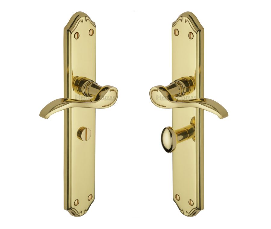 Heritage Brass Polished Brass Verona Door Handle on Plate - Bathroom Set