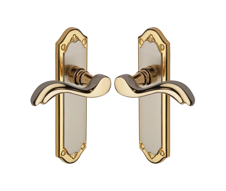Heritage Brass Jupiter Split Finish Lisboa Door Handle on Plate - Lever Latch