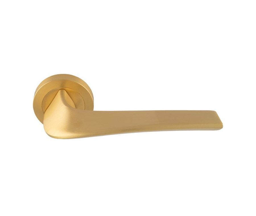 Set Manital Satin Brass Master Lever Furniture on round rose | MS5SB