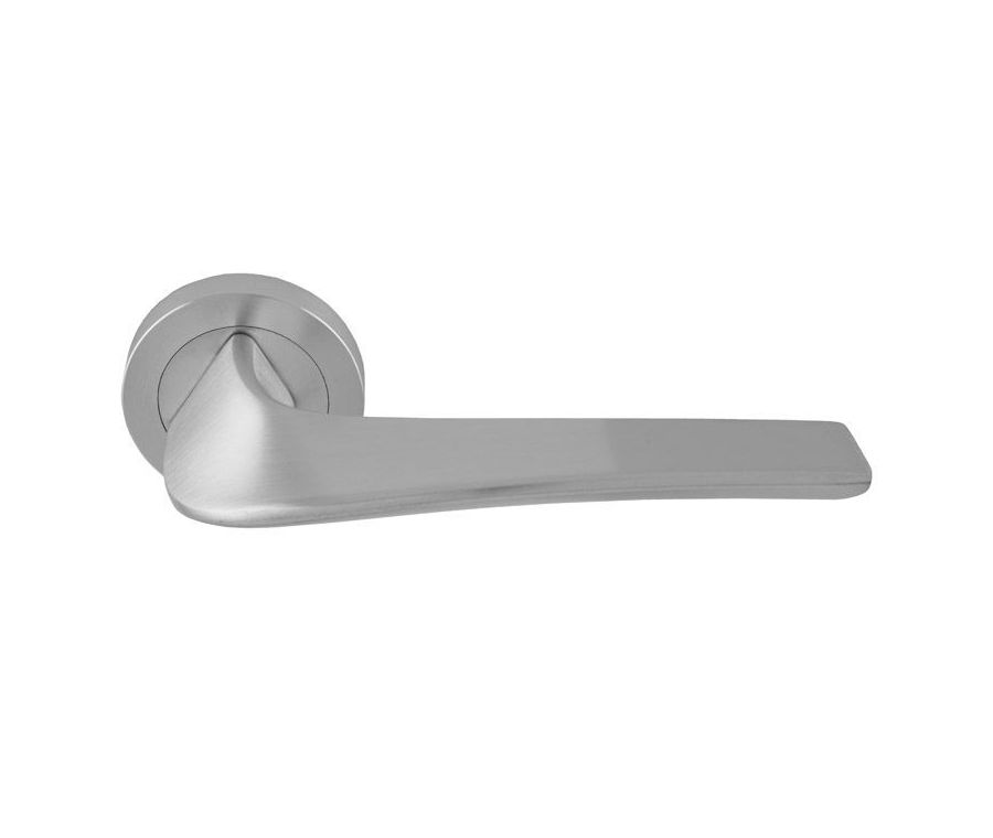 Set Manital Satin Chrome Master Lever Furniture on round rose | MS5SC