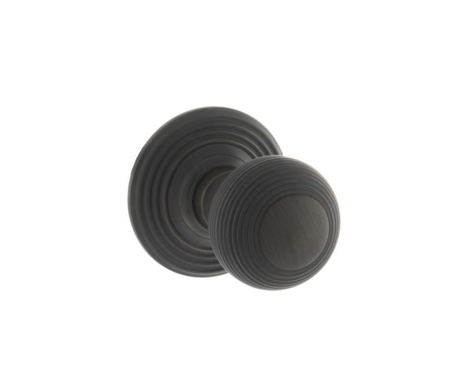 Set Old English Urban Dark Bronze Ripon Round Reeded Mortice Knob | OE50RMKUDB