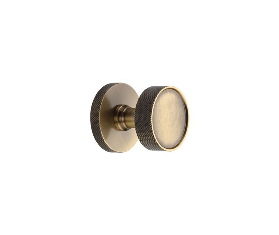 Heritage Brass Antique Brass Owen Knurled Door Knob on Rose
