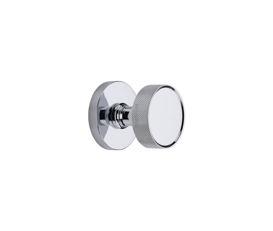 Heritage Brass Polished Chrome Owen Knurled Door Knob on Rose