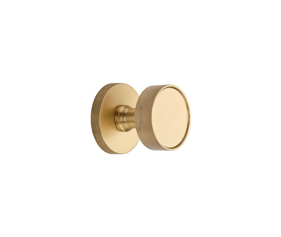 Heritage Brass Satin Brass Owen Knurled Door Knob on Rose