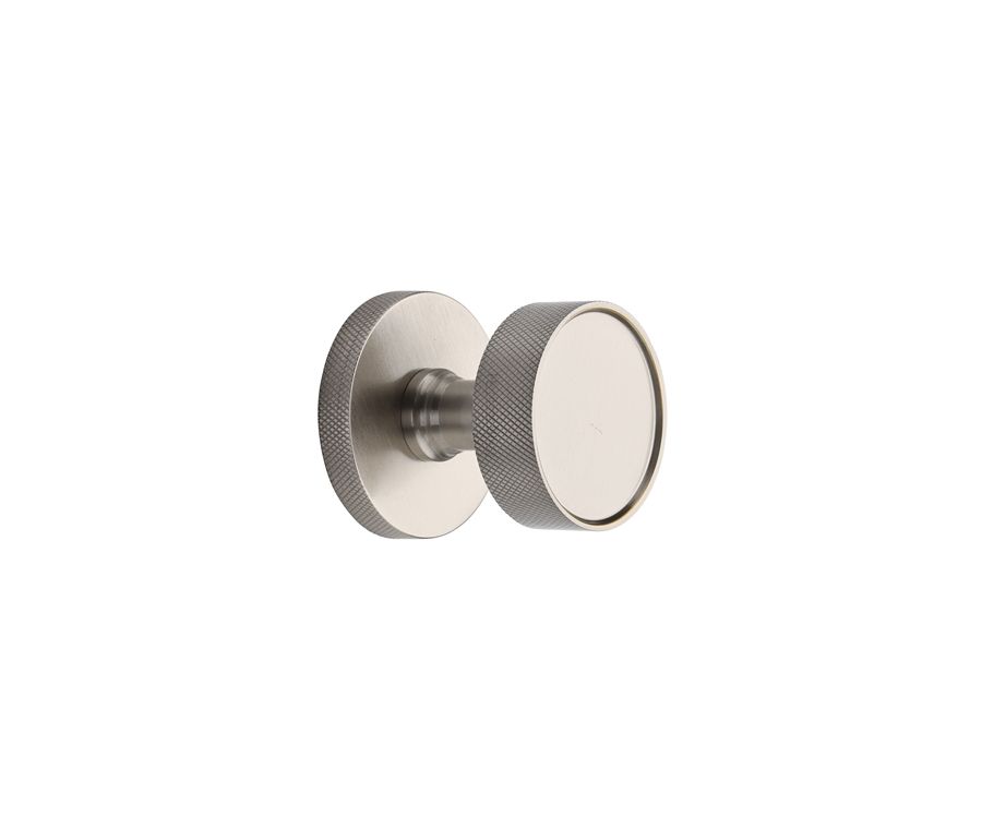 Heritage Brass Satin Nickel Owen Knurled Door Knob on Rose