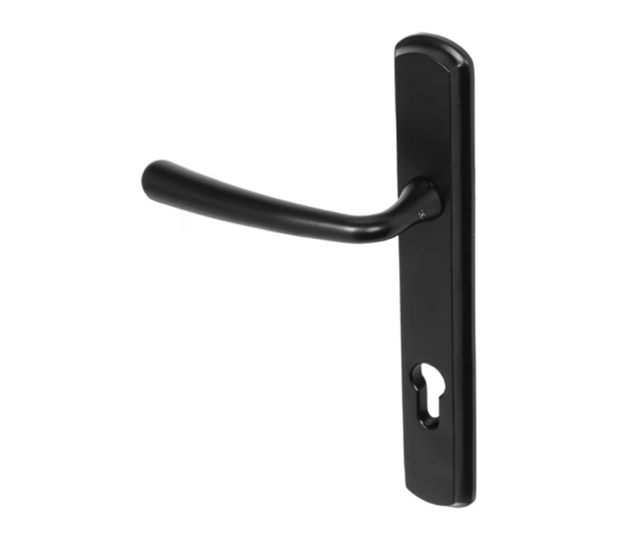 BLU Matt Black Pera Multipoint Door Handle on 092 euro backplate  |  PER092-MBL