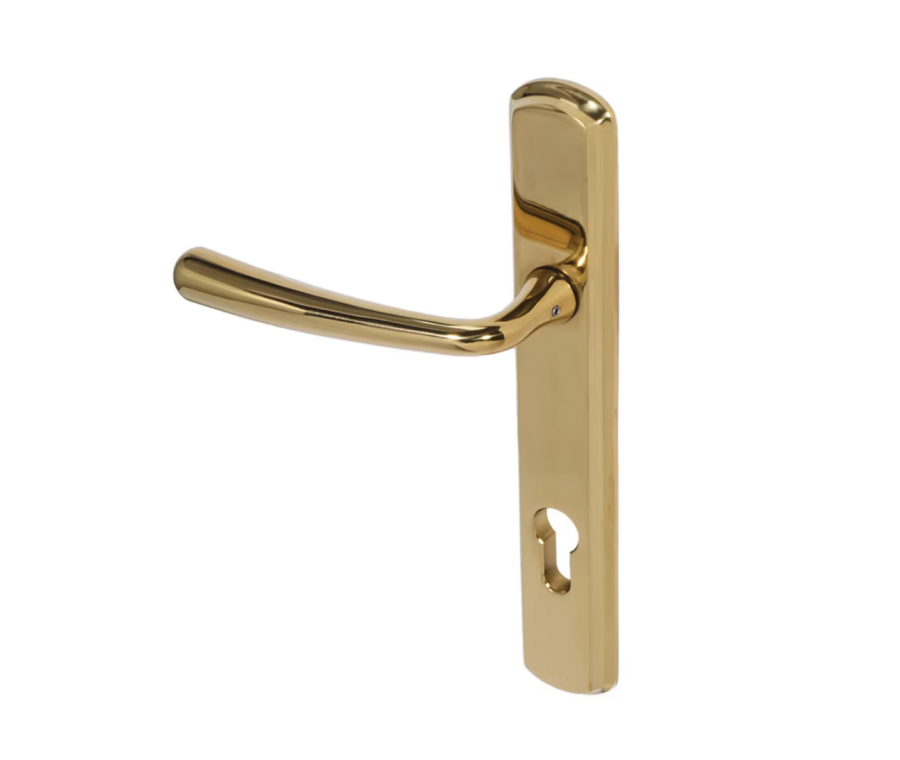 BLU Polished Brass Pera Multipoint Door Handle on 092 euro backplate  |  PER092-PPB