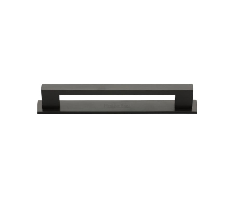 Heritage Brass Matt Bronze Metro Cabinet Pull Handle with Plate 128mm
