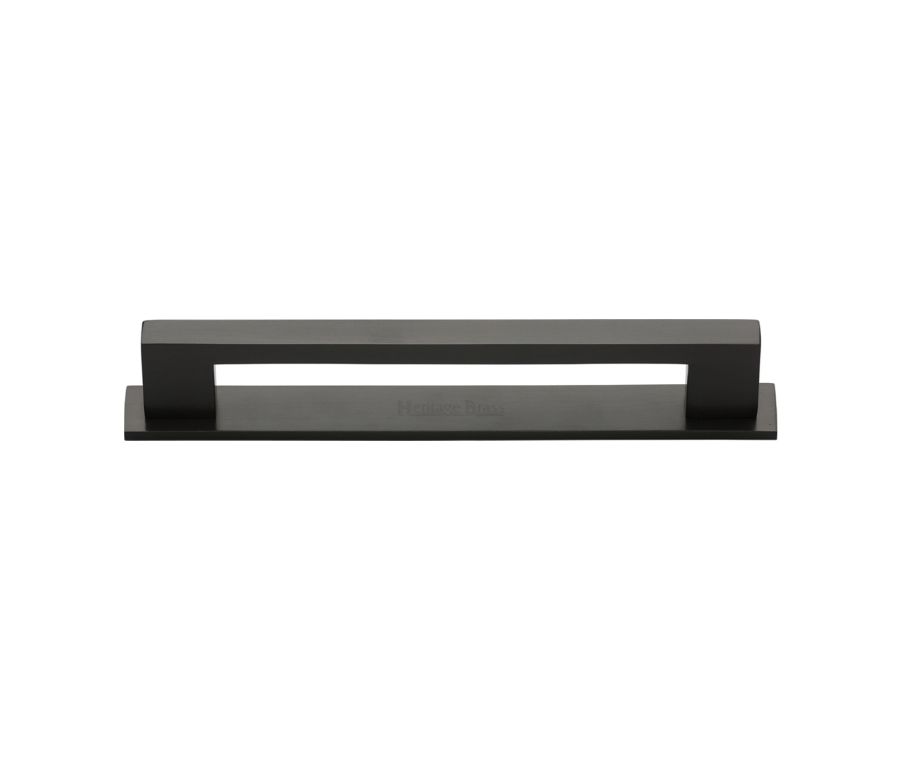 Heritage Brass Matt Bronze Metro Cabinet Pull Handle with Plate 160mm