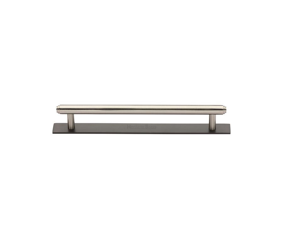 Heritage Brass Matt Bronze/Satin Nickel Step Cabinet Pull Handle with Plate 128mm