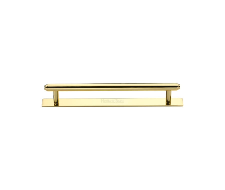 Heritage Brass Polished Brass Step Cabinet Pull Handle with Plate 128mm