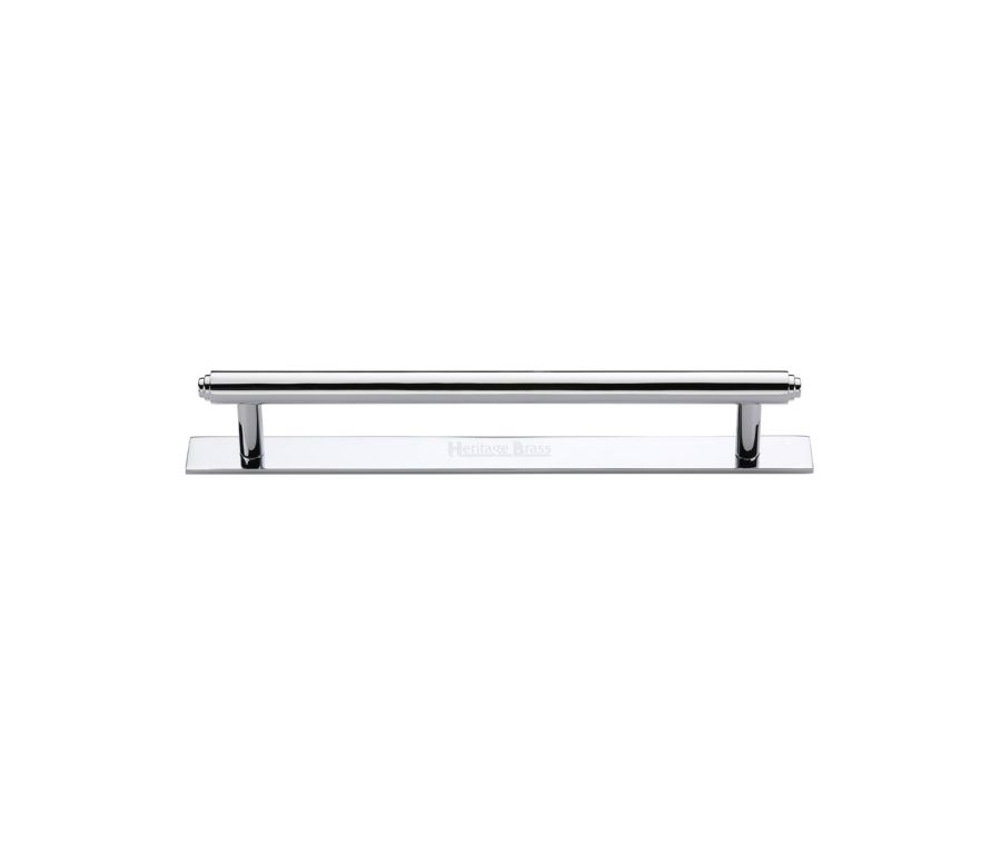 Heritage Brass Polished Chrome Step Cabinet Pull Handle with Plate 128mm
