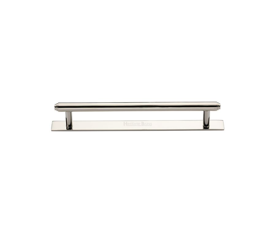 Heritage Brass Polished Nickel Finish Step Cabinet Pull Handle with Plate 128mm