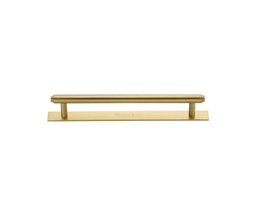 Heritage Brass Satin Brass Step Cabinet Pull Handle with Plate 128mm