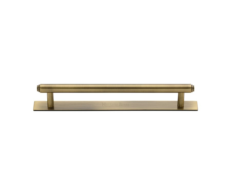 Heritage Brass Antique Brass Step Cabinet Pull Handle with Plate 160mm