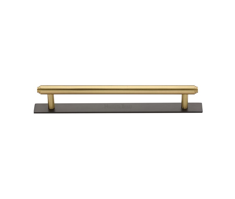 Heritage Brass Matt Bronze/Satin Brass Step Cabinet Pull Handle with Plate 160mm
