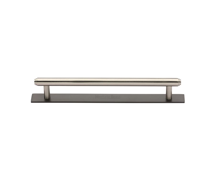 Heritage Brass Matt Bronze/Satin Nickel Step Cabinet Pull Handle with Plate 160mm