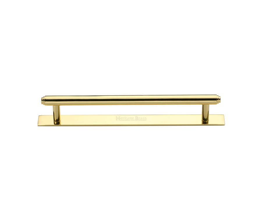 Heritage Brass Polished Brass Step Cabinet Pull Handle with Plate 160mm