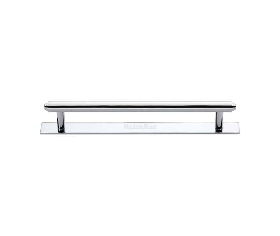 Heritage Brass Polished Chrome Step Cabinet Pull Handle with Plate 160mm