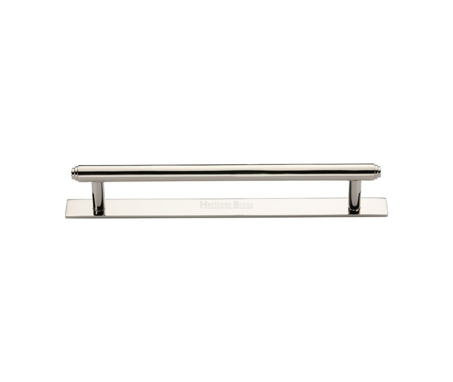 Heritage Brass Polished Nickel Finish Step Cabinet Pull Handle with Plate 160mm