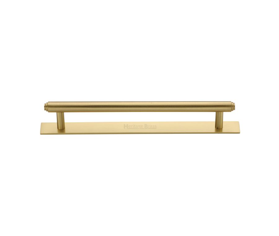 Heritage Brass Satin Brass Step Cabinet Pull Handle with Plate 160mm