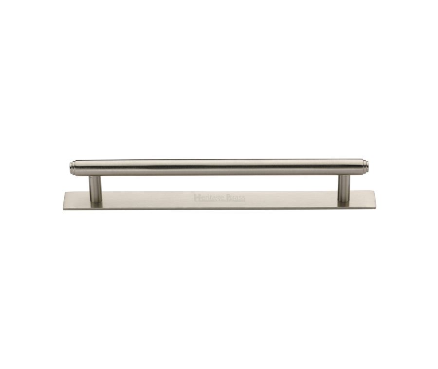 Heritage Brass Satin Nickel Step Cabinet Pull Handle with Plate 160mm