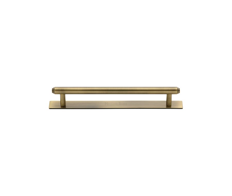 Heritage Brass Antique Brass Step Cabinet Pull Handle with Plate 96mm