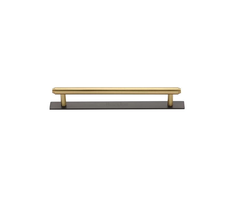 Heritage Brass Matt Bronze/Satin Brass Step Cabinet Pull Handle with Plate 96mm