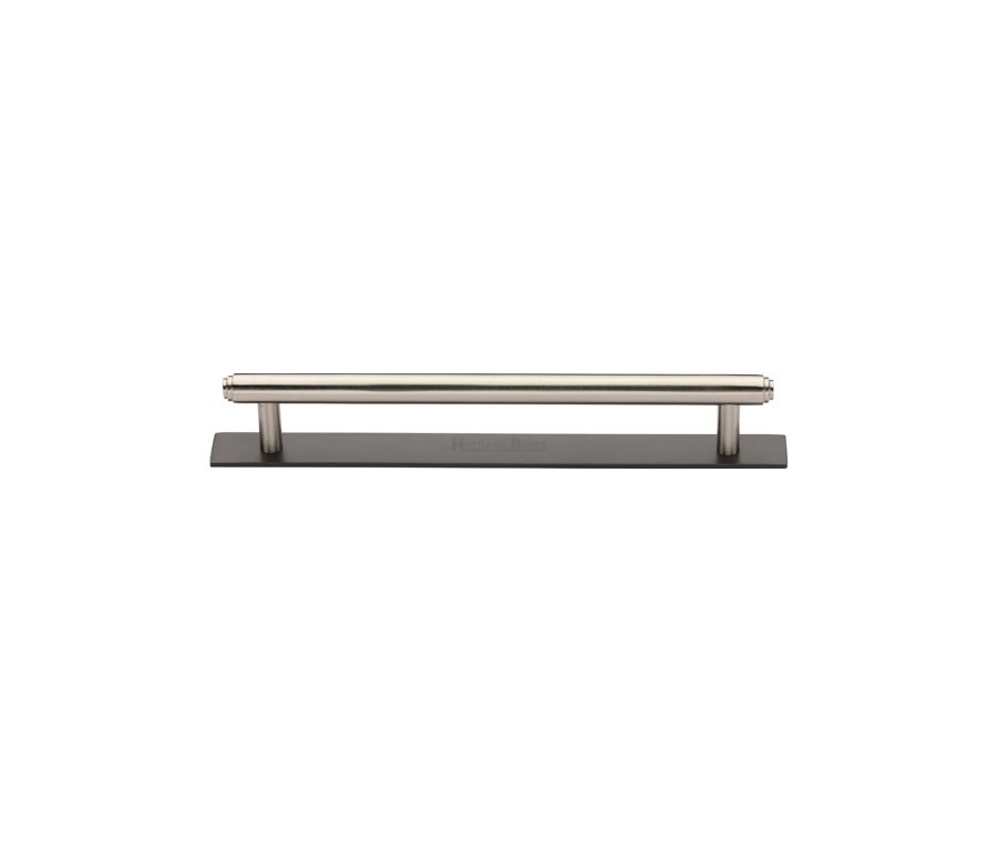 Heritage Brass Matt Bronze/Satin Nickel Step Cabinet Pull Handle with Plate 96mm